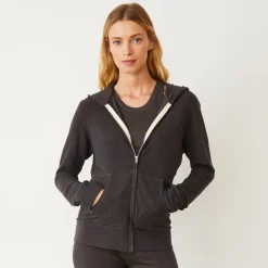 MONROW Supersoft Zip Up Hoody WASHEDBLACK Hot